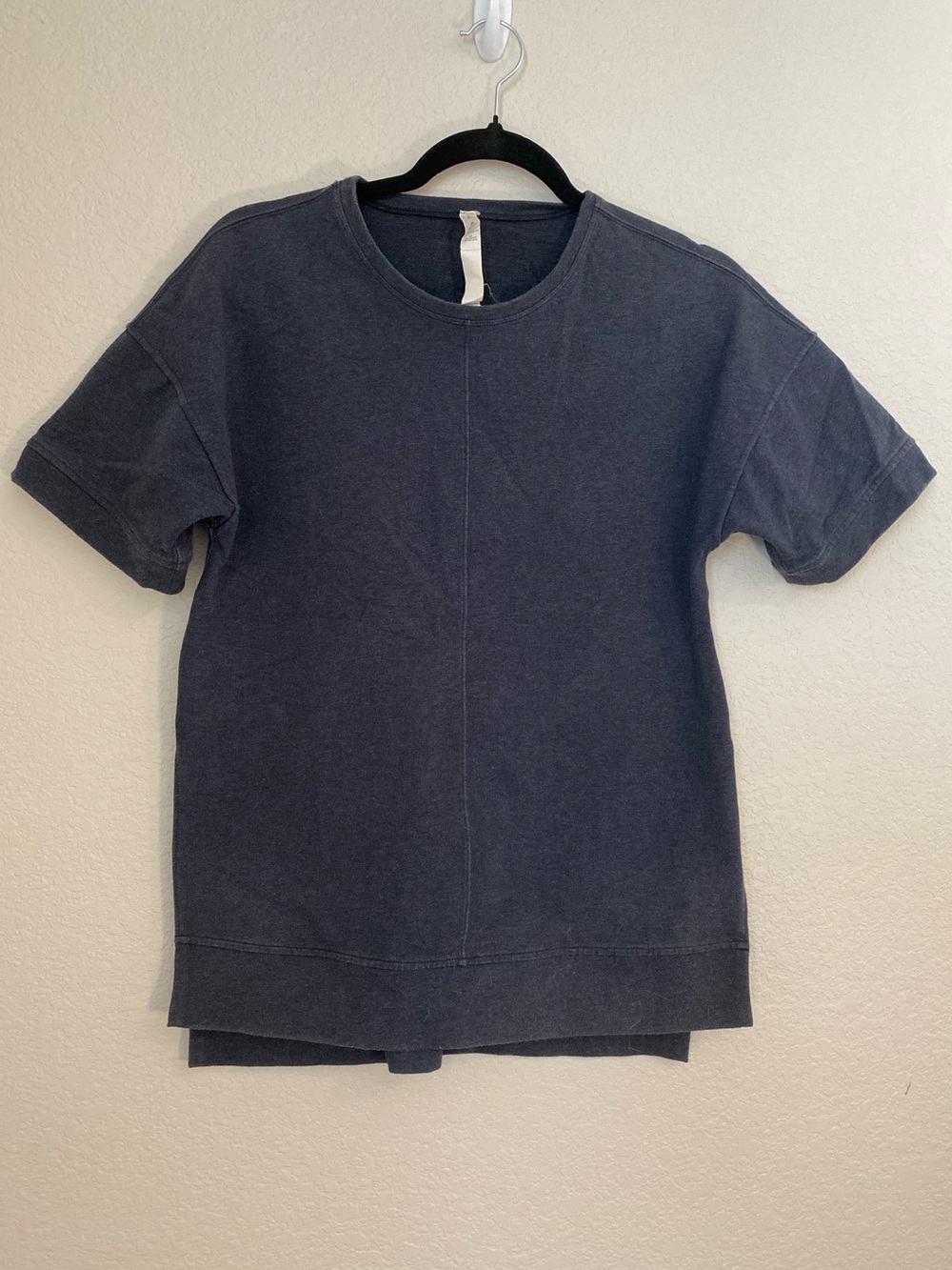 Lululemon High Slit Knit Short Sleeve Workout Tee Sweatshirt Cotton Gray Women 4
